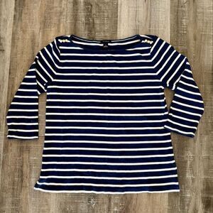 Ann Taylor Blue and White 3/4 Sleeve Tee